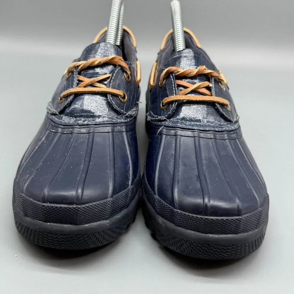 Sperry Top-Sider Women's 7.5 Navy Blue Rubber Rain Boots Lace-Up Waterproof